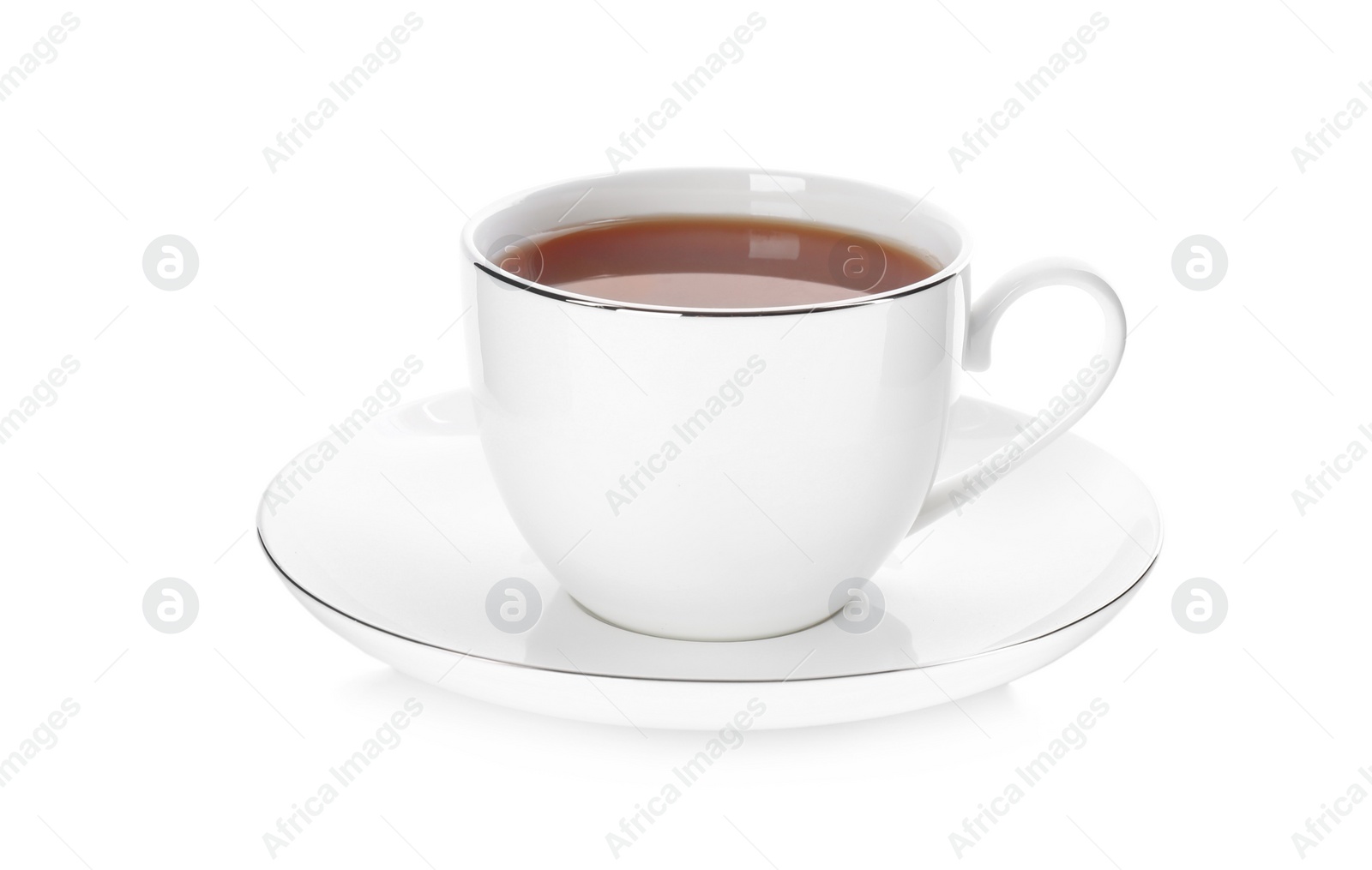 Photo of Cup of fresh hot tea isolated on white