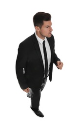 Photo of Businessman in formal suit on white background