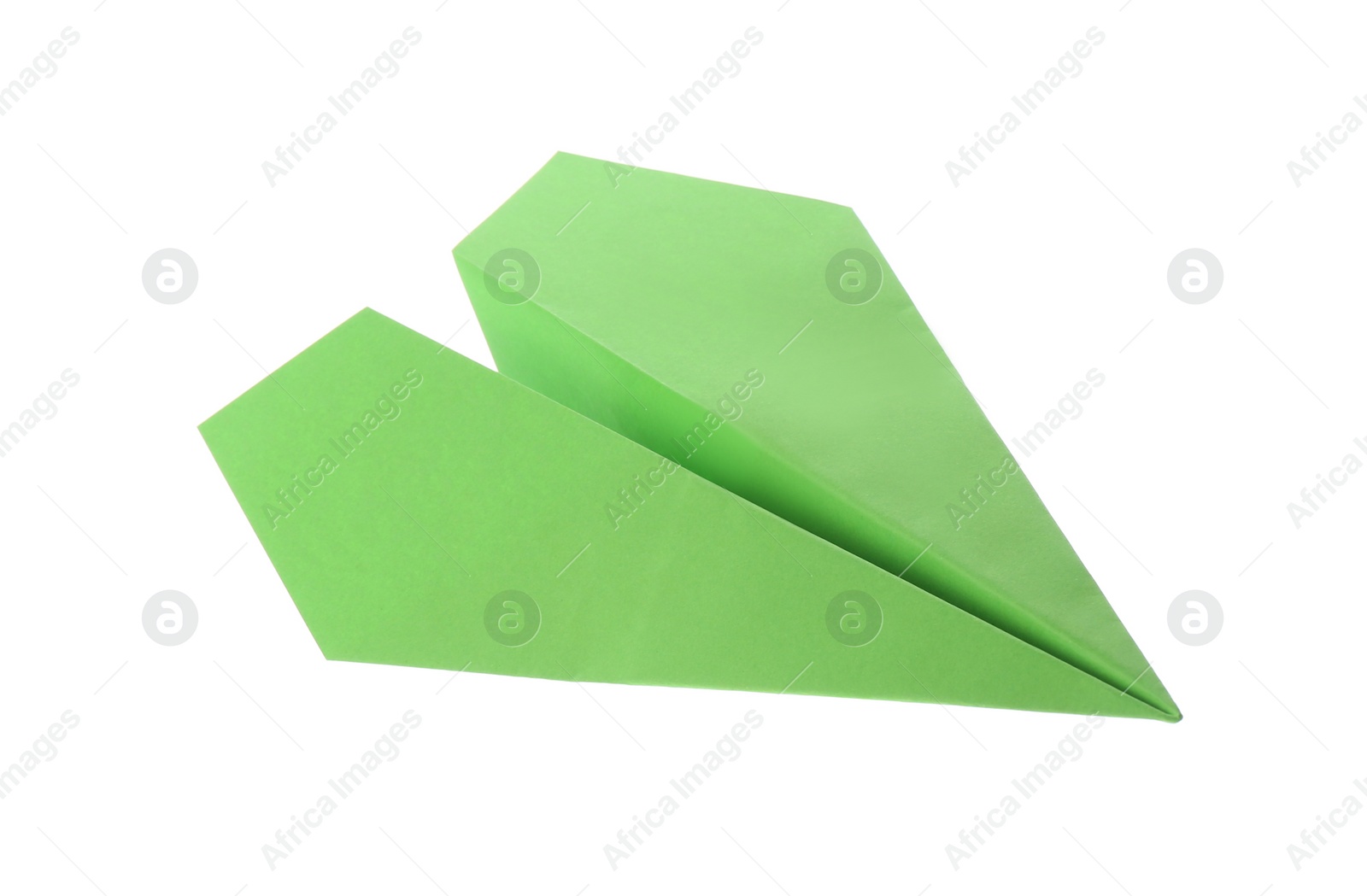 Photo of Handmade green paper plane isolated on white