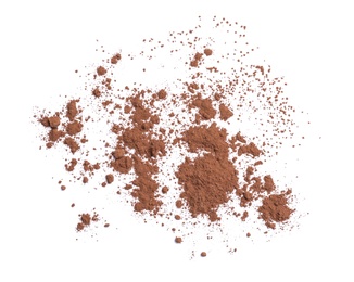 Cocoa powder on white background