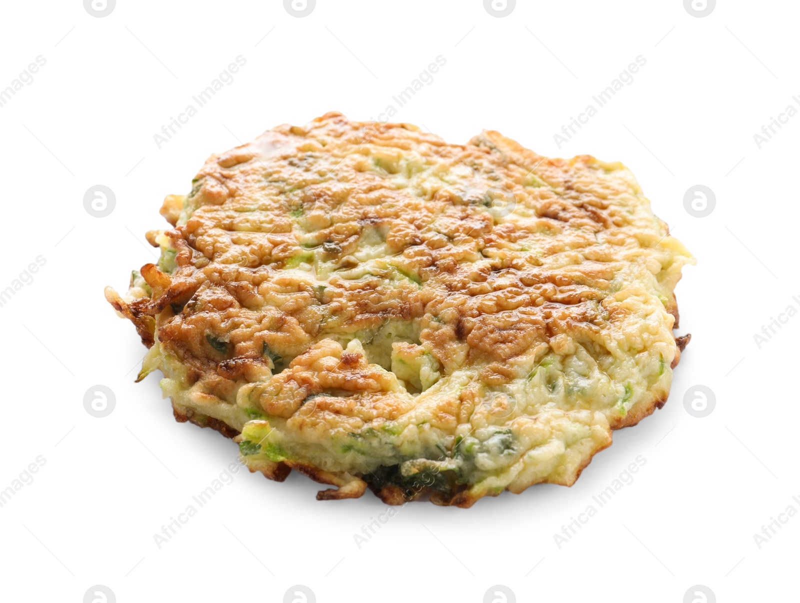 Photo of Delicious fried zucchini fritter isolated on white