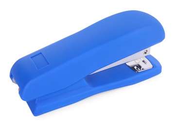 Photo of One new blue stapler isolated on white