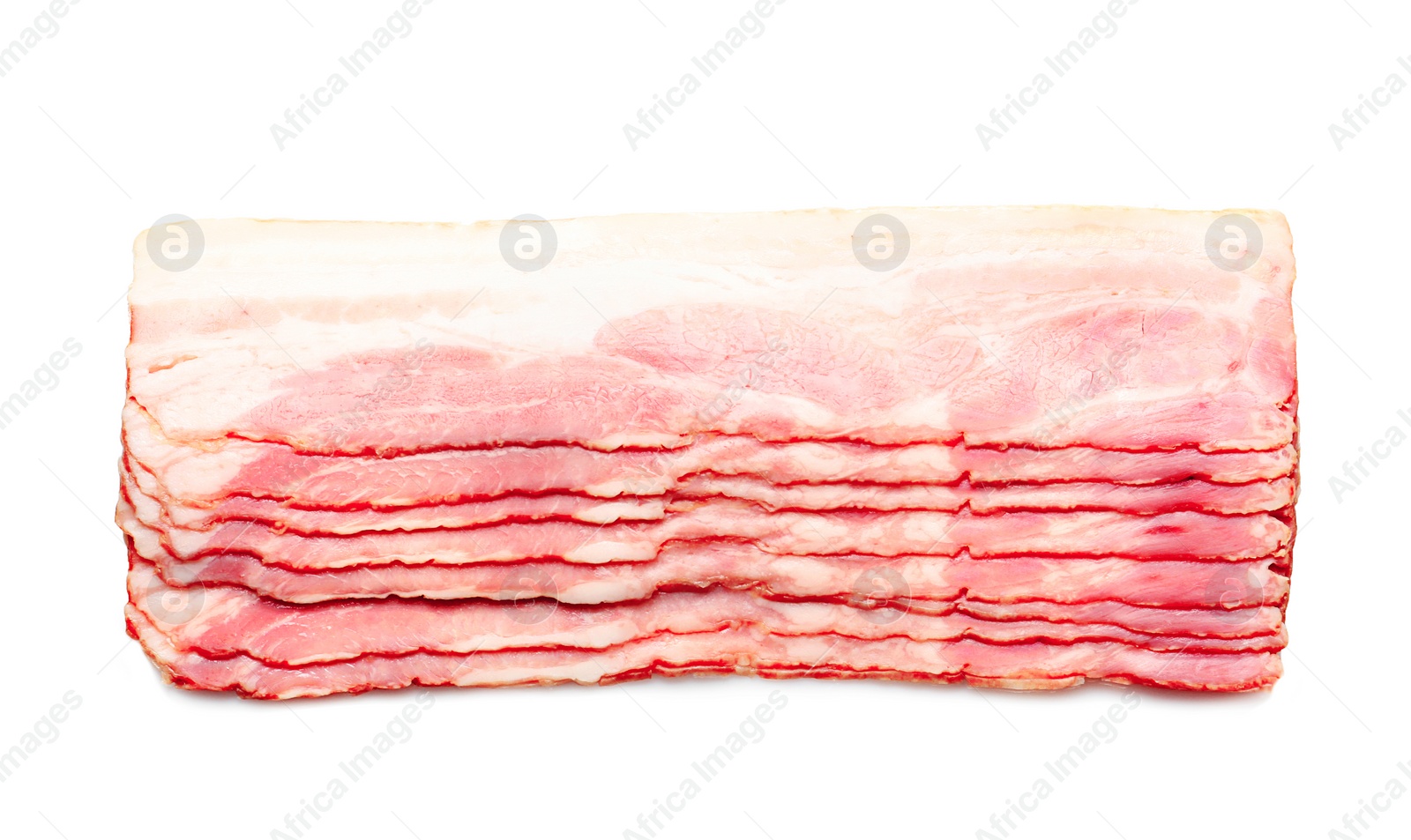 Photo of Raw bacon on white background