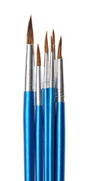 Photo of Set of different paint brushes on white background