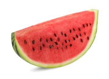 Photo of Slice of delicious ripe watermelon isolated on white