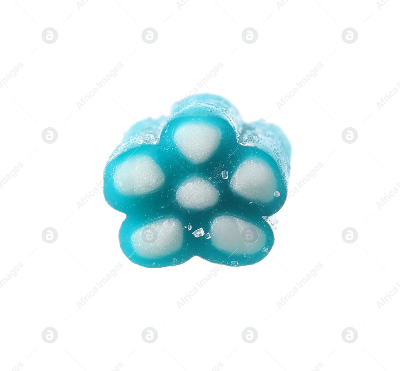 Photo of Blue sweet jelly candy on white background