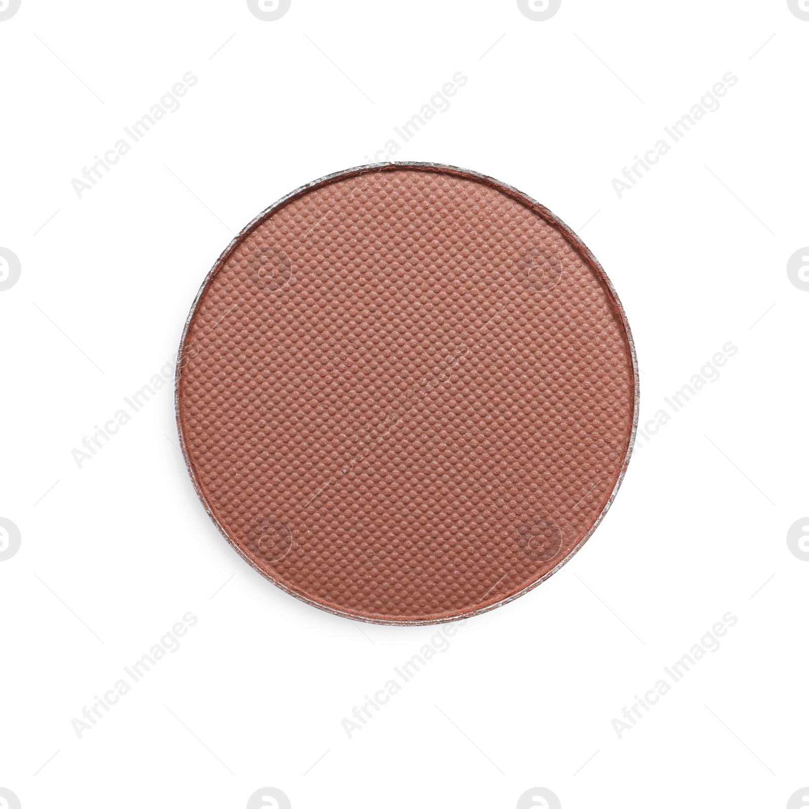 Photo of Brown eye shadow on white background, top view. Decorative cosmetics