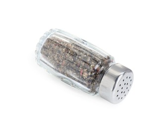 Photo of One glass pepper shaker isolated on white