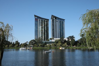 Batumi, Georgia - October 12, 2022: Hilton hotel near Nurigeli lake