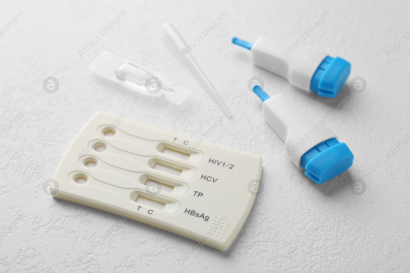 Photo of Disposable multi-infection express test kit on white table
