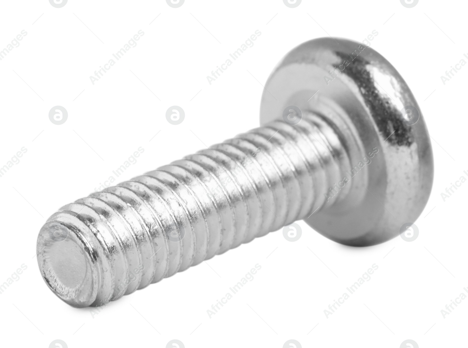 Photo of One metal machine screw bolt isolated on white