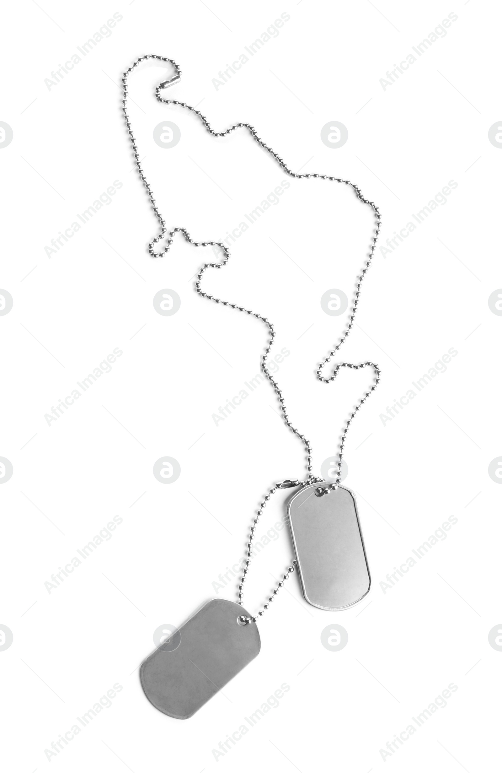 Photo of Blank military ID tags isolated on white