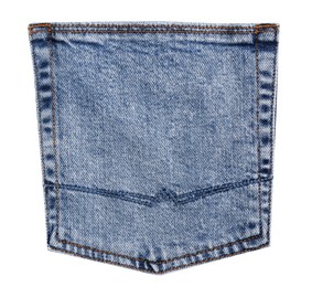Light blue denim pocket isolated on white