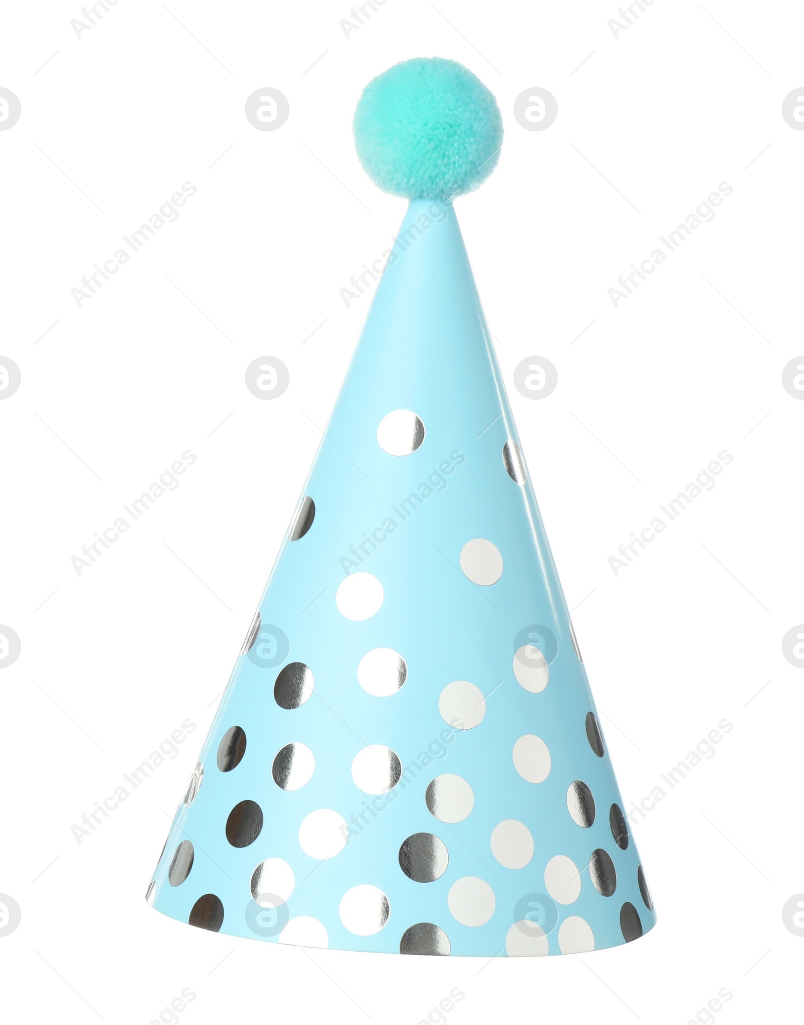 Photo of One blue party hat isolated on white