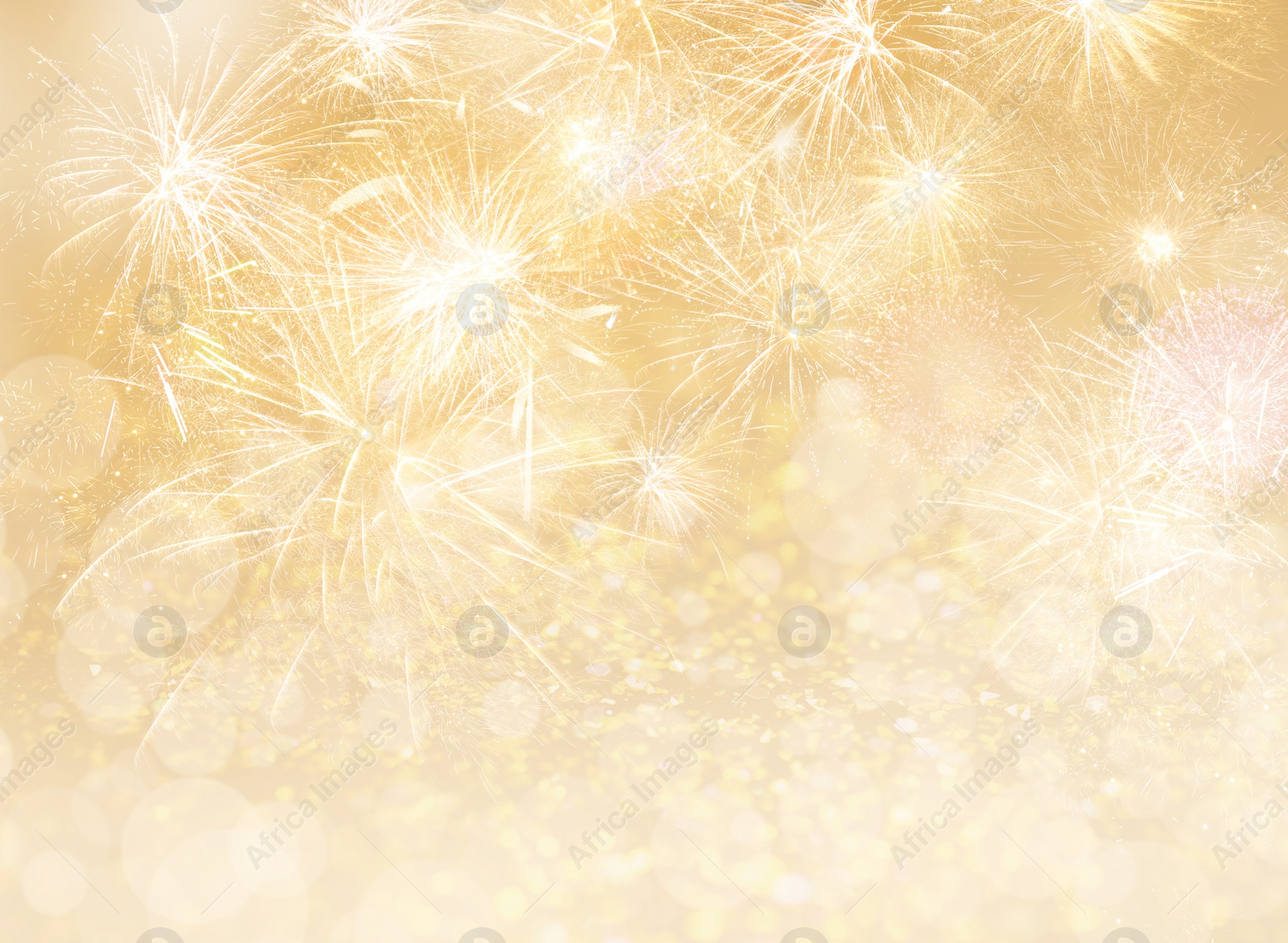 Image of Abstract festive background with fireworks, bokeh effect. New Year celebration