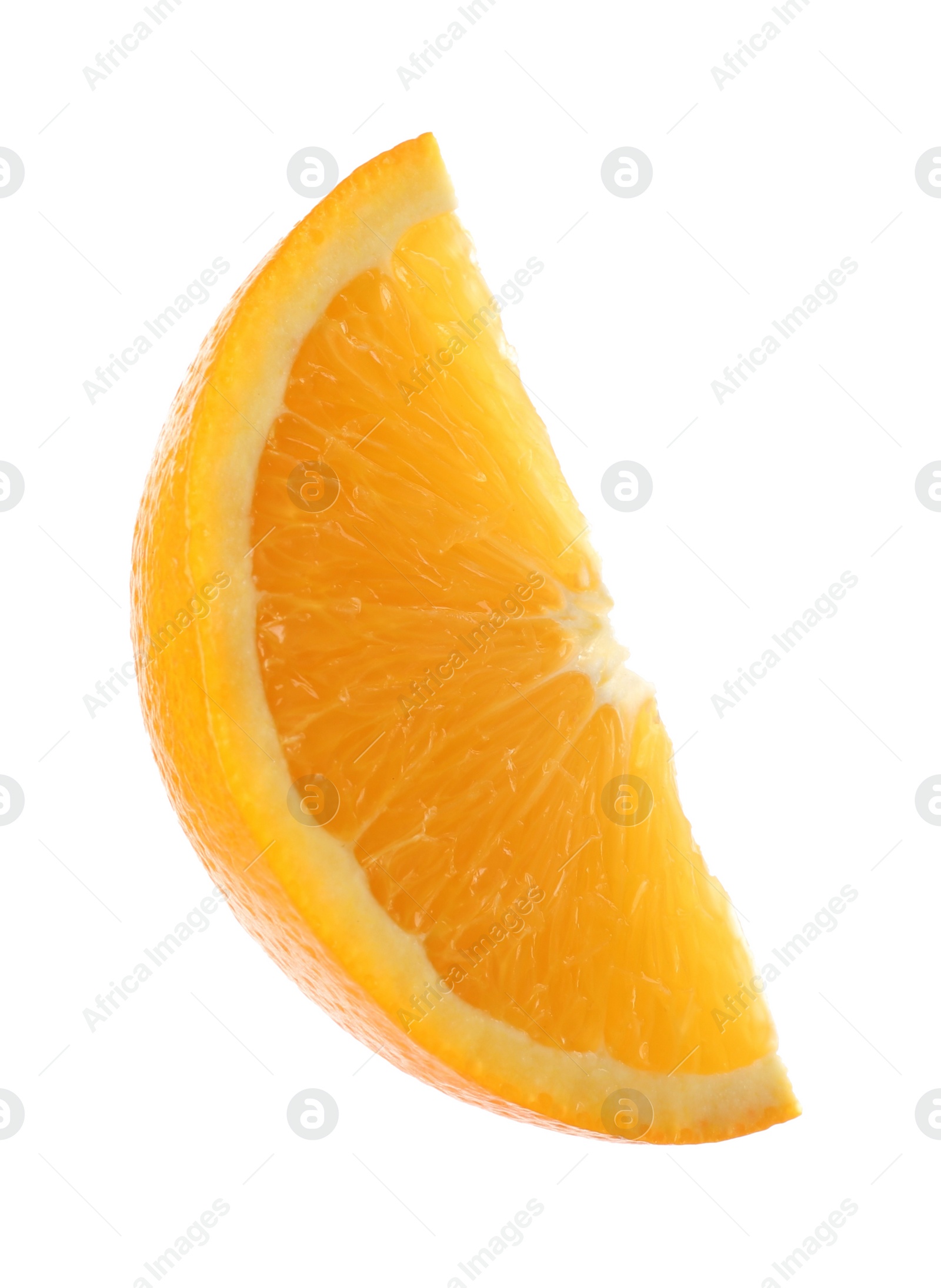 Photo of Slice of fresh ripe orange isolated on white