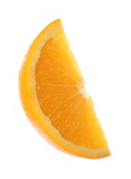 Photo of Slice of fresh ripe orange isolated on white