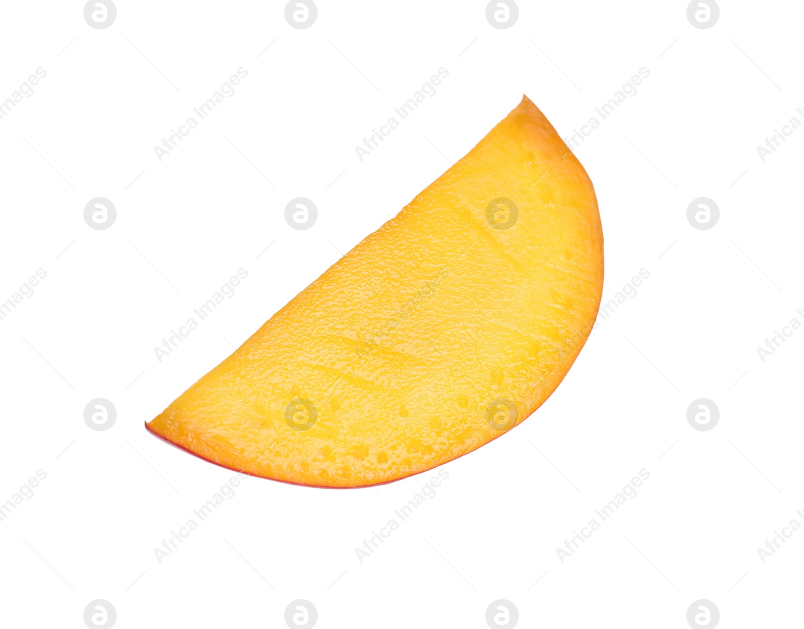 Photo of Fresh juicy mango slice on white background