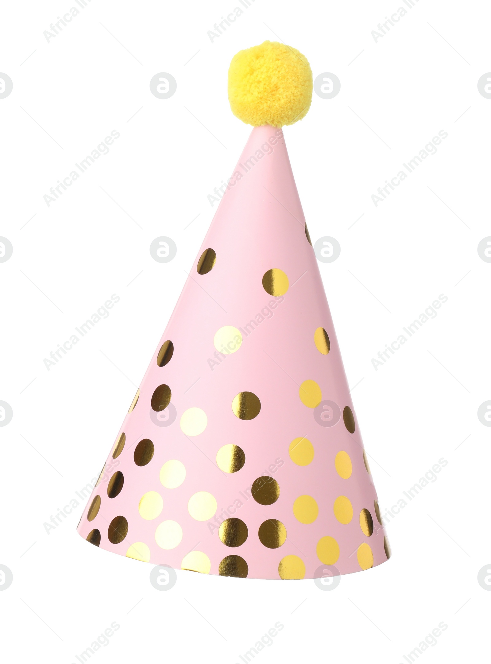 Photo of One pink party hat isolated on white