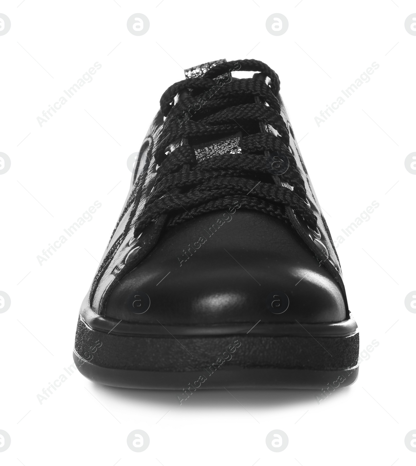 Photo of New stylish modern shoe on white background