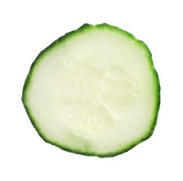 Photo of Slice of fresh cucumber isolated on white