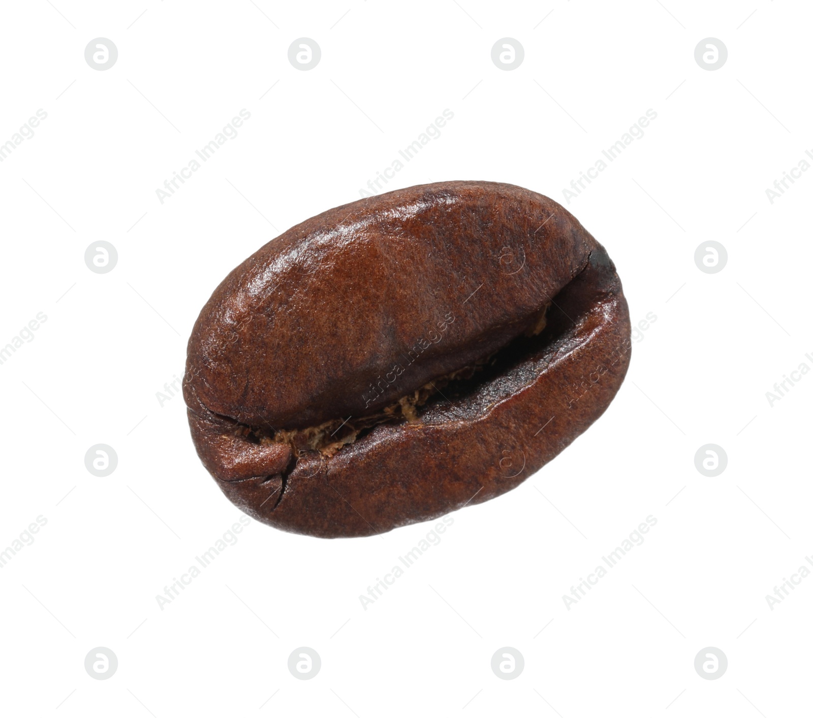 Photo of One aromatic coffee bean isolated on white