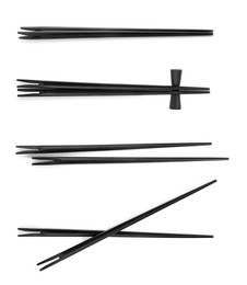 Image of Collage with black chopsticks isolated on white