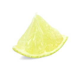 Photo of Piece of fresh green ripe lime isolated on white