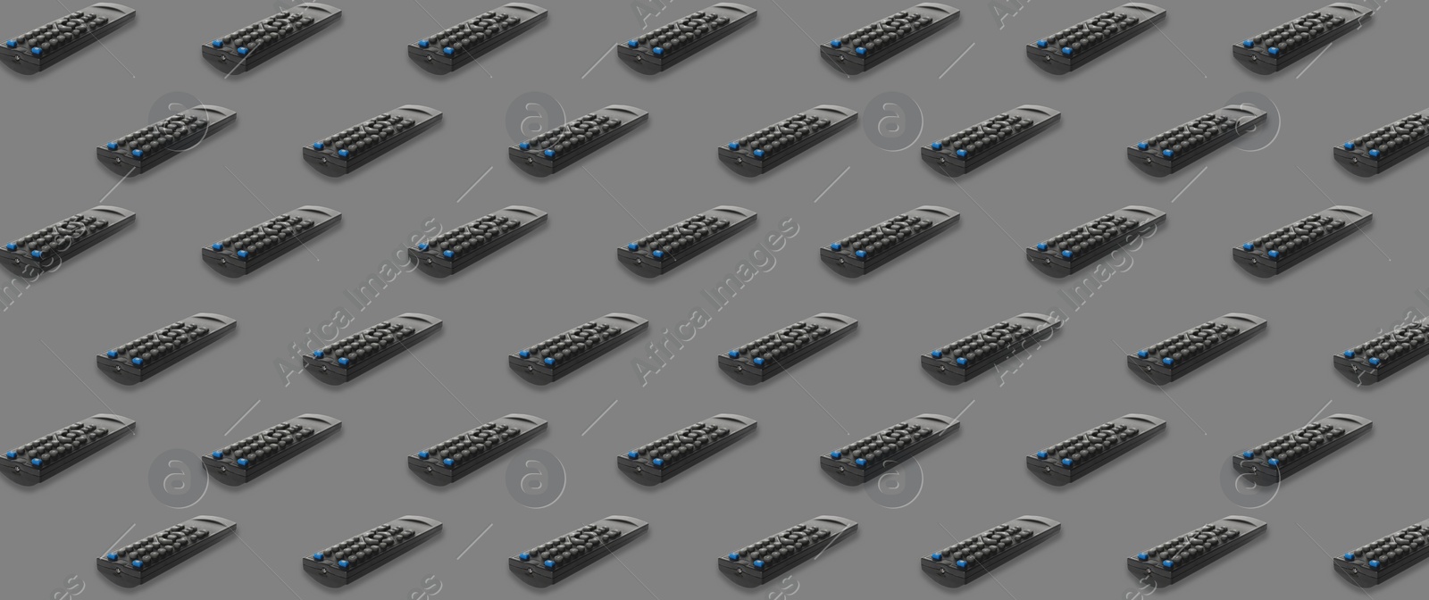 Image of Remote controller pattern on grey background. Collage design