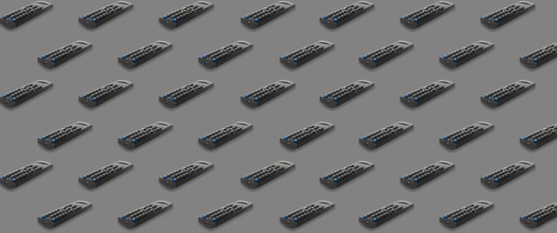 Image of Remote controller pattern on grey background. Collage design