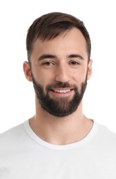 Image of Passport photo. Portrait of man on white background