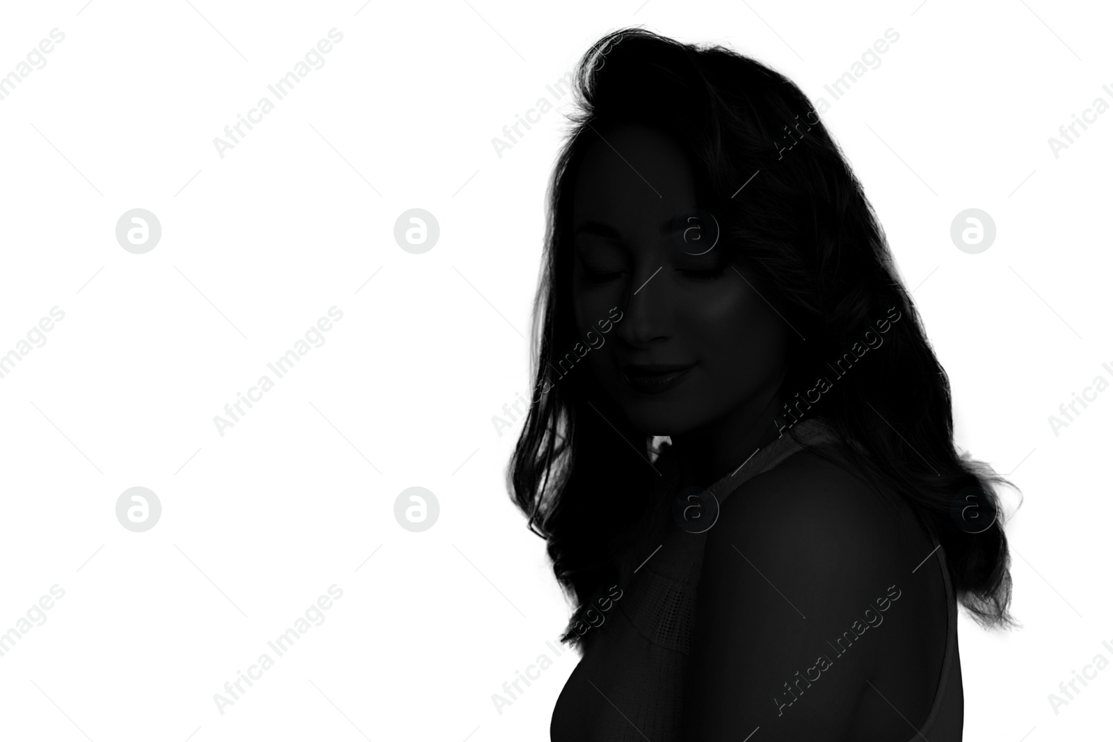 Image of Silhouette of one woman isolated on white