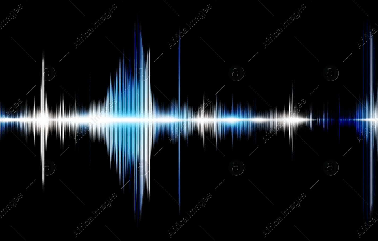 Image of Illustration of dynamic sound wave on black background