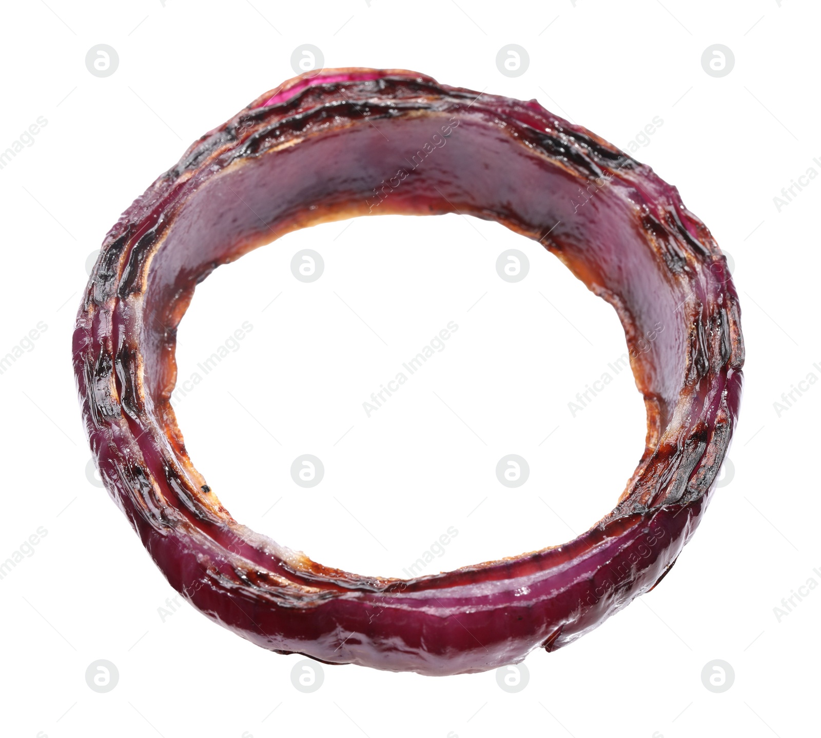 Photo of Slice of grilled red onion isolated on white