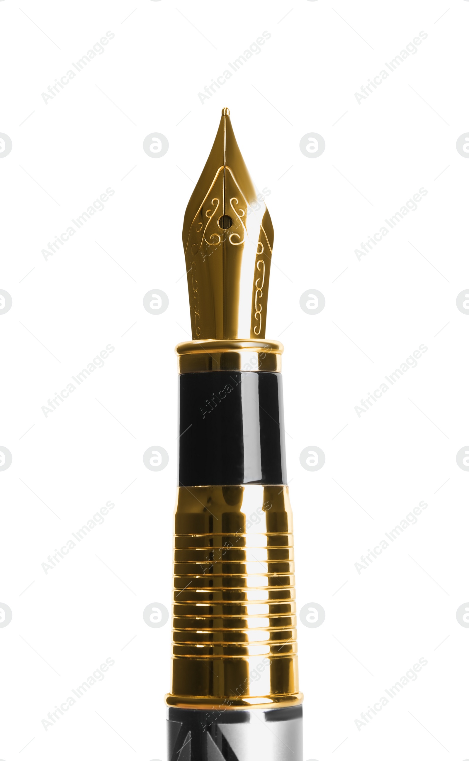 Photo of Beautiful fountain pen with ornate nib isolated on white