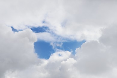 Picturesque view of beautiful blue sky with fluffy white clouds