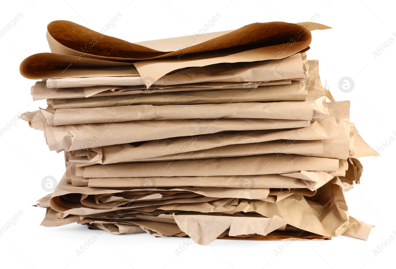 Photo of Stack of waste paper isolated on white