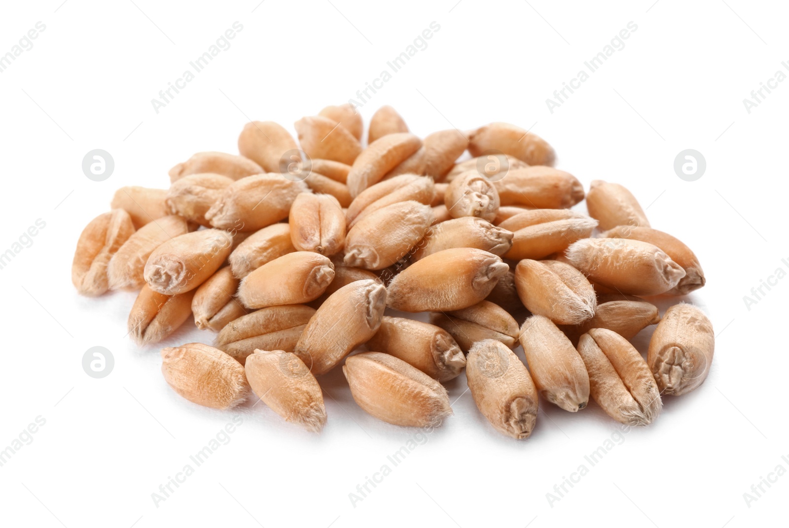 Photo of Pile of wheat grains on white background