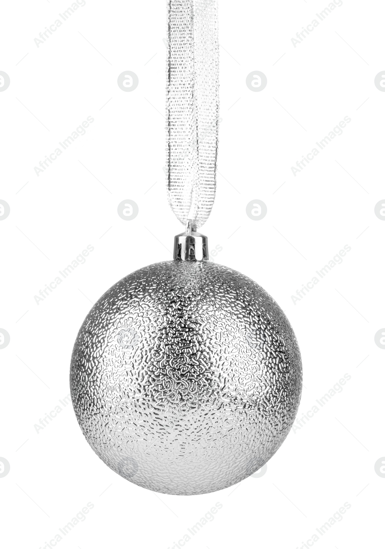 Photo of Beautiful silver Christmas ball isolated on white