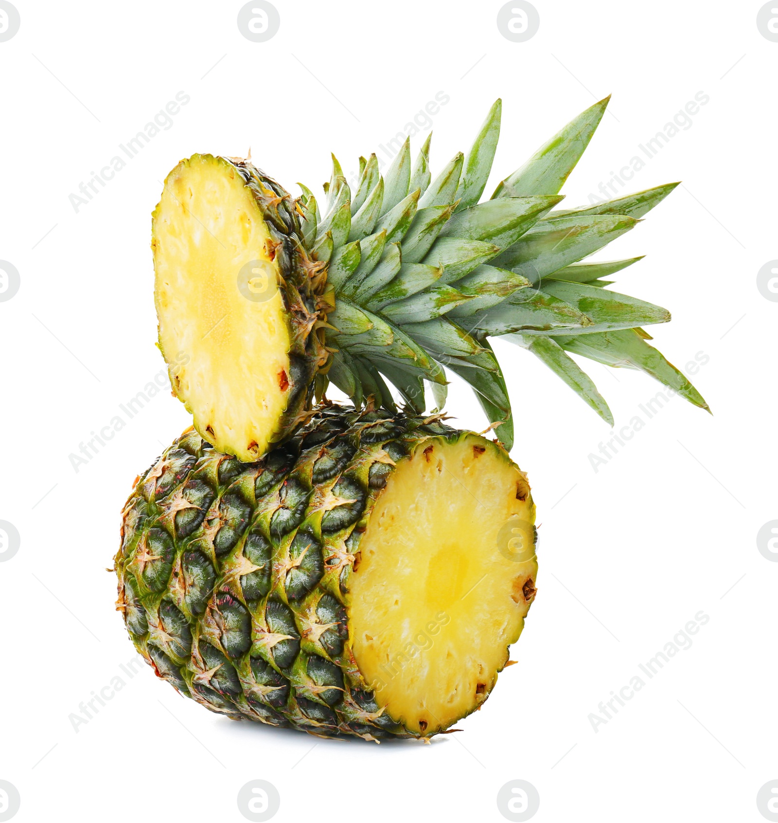 Photo of Cut fresh pineapple on white background