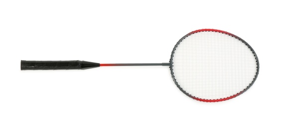 Racket isolated on white, top view. Badminton equipment