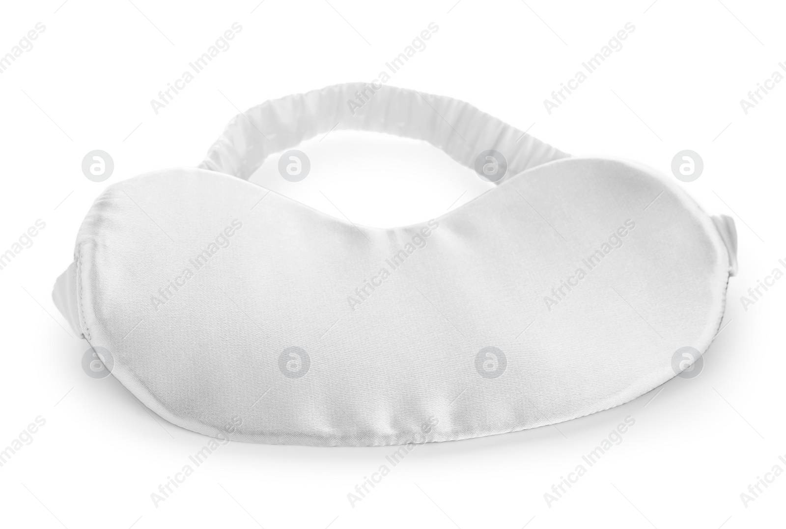 Photo of Silk sleeping eye mask isolated on white. Bedtime