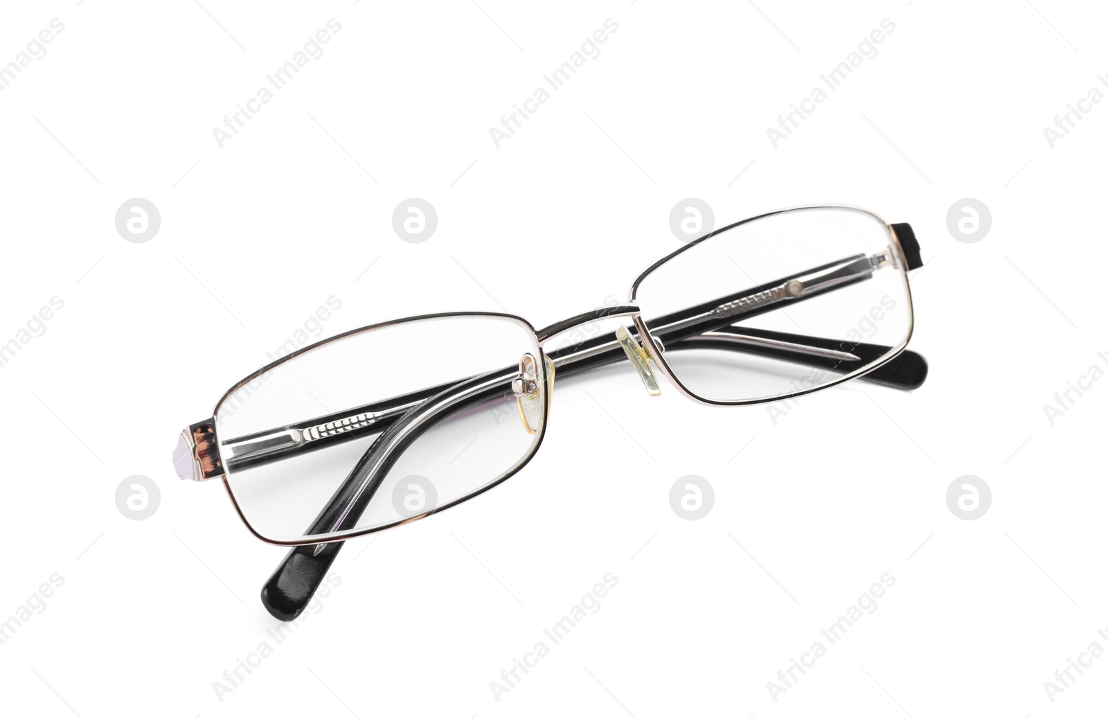 Glasses with corrective lenses on white background. Vision problem Photo of Glasses with corrective lenses on white background. Vision problem