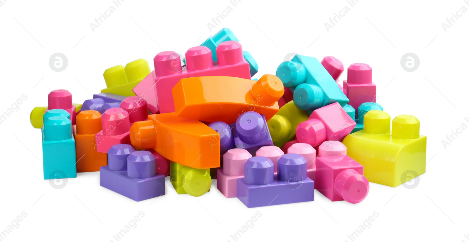 Photo of Colorful blocks isolated on white. Children's toys