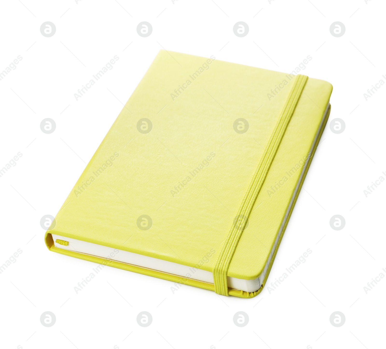 Photo of New stylish planner with hard cover isolated on white