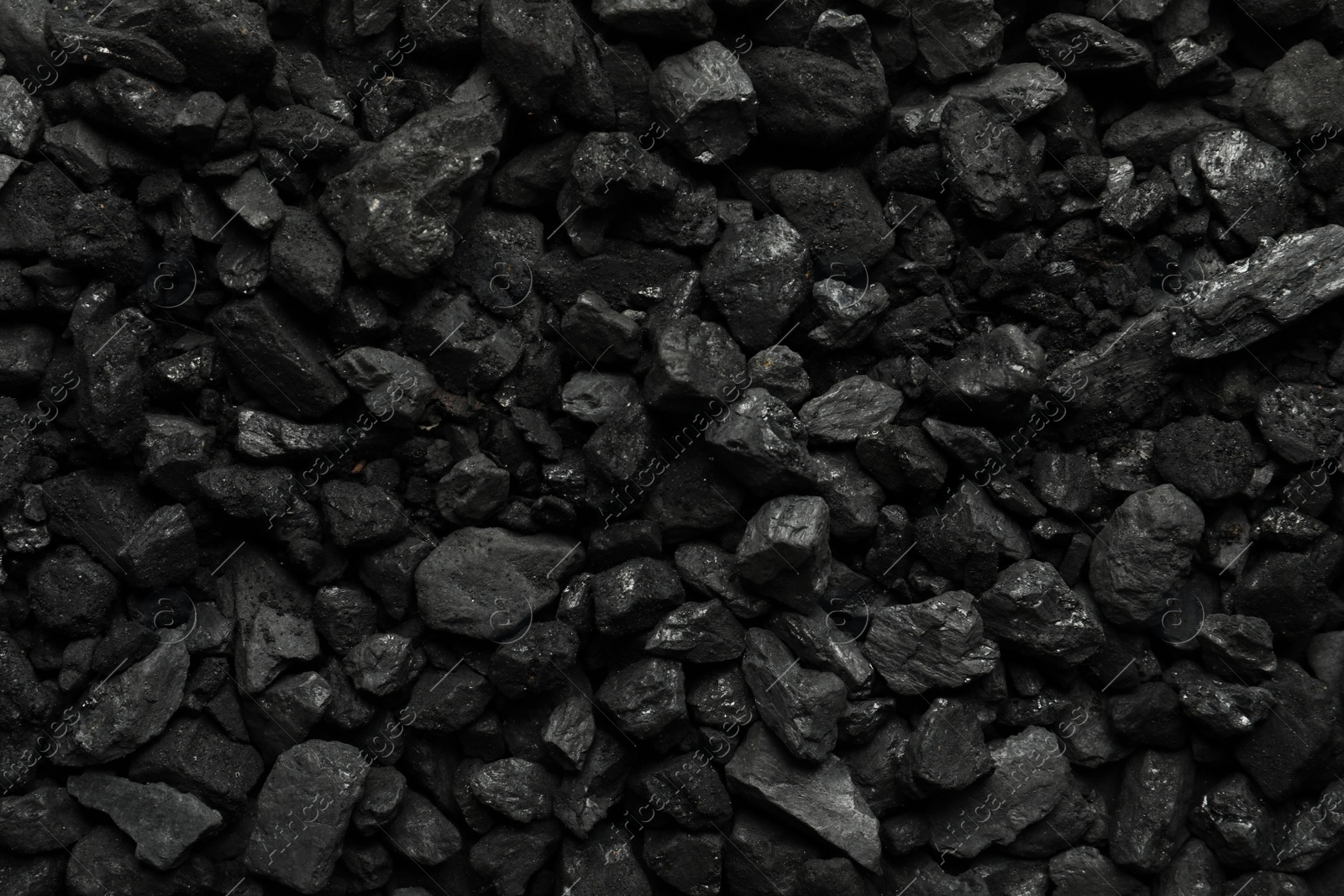 Photo of Heap of coal as background, top view