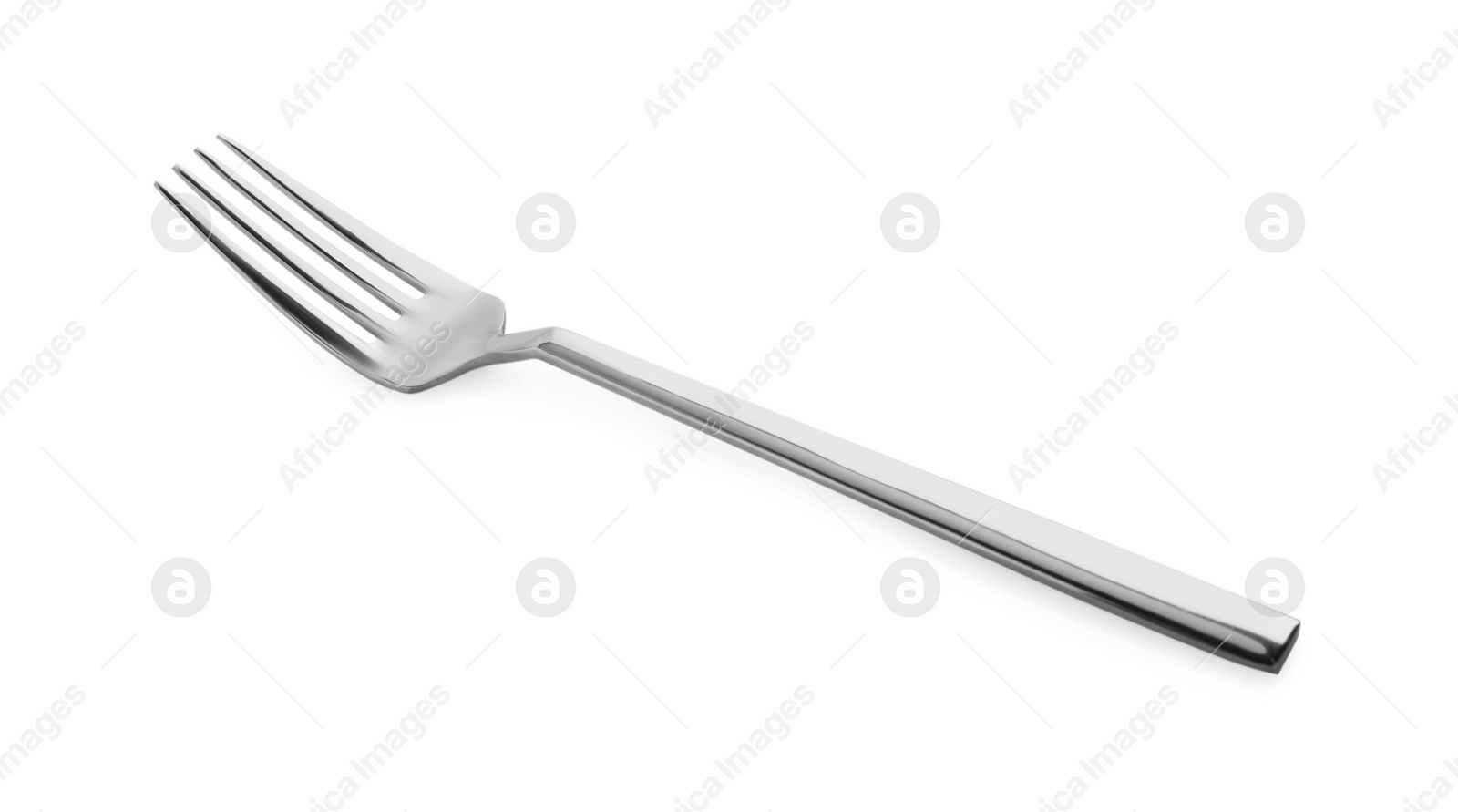 Photo of One shiny metal fork isolated on white