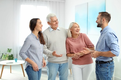 Photo of Happy family at home. Reunion of generations