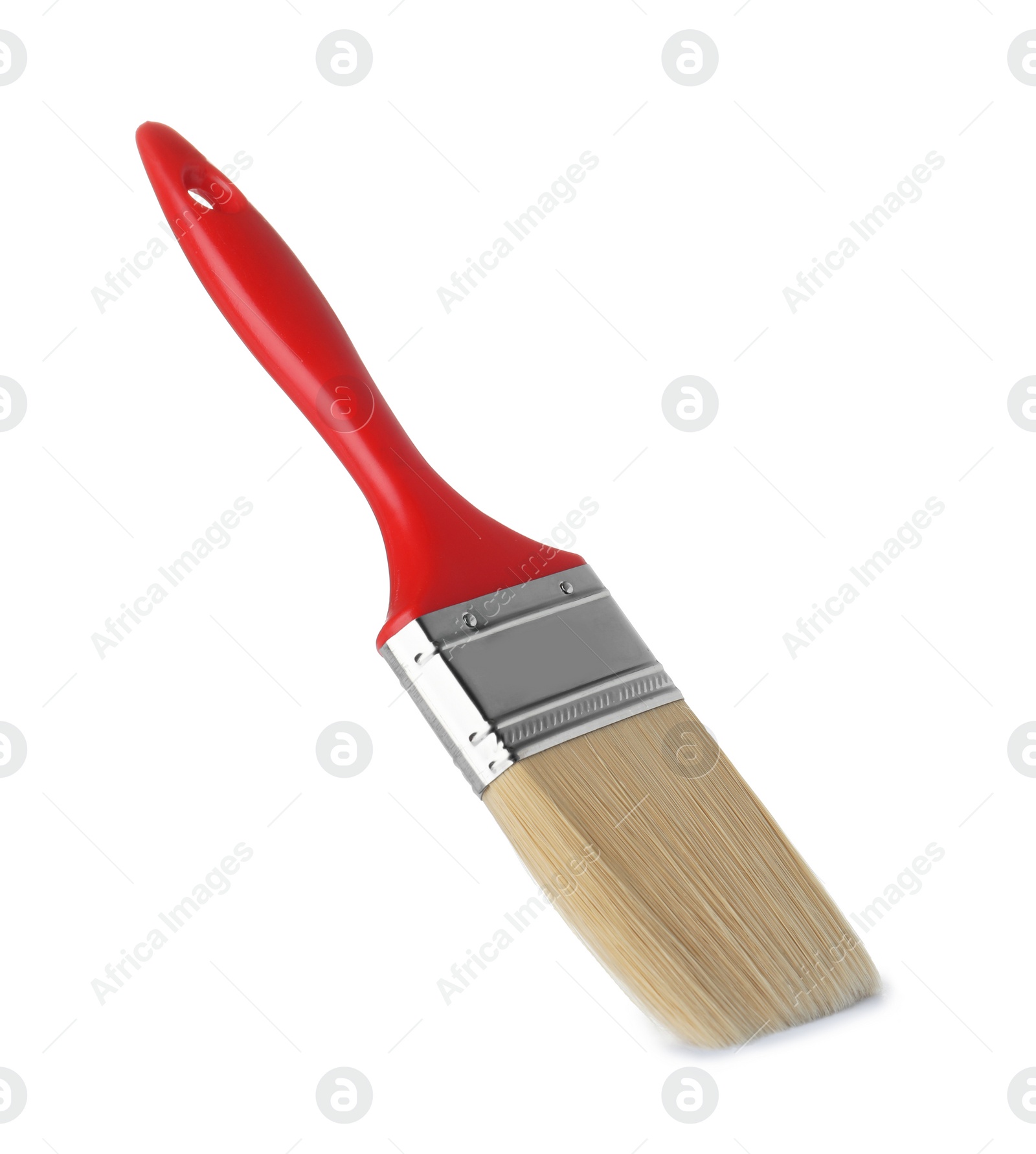 Photo of New paint brush on white background. Decorating tool