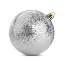 Photo of Beautiful silver Christmas ball isolated on white